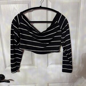 Shein Stripe Long Sleeve Crop Top